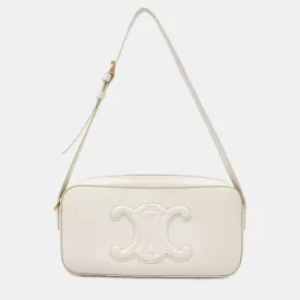 Ivory Leather Triomphe Shoulder Bag