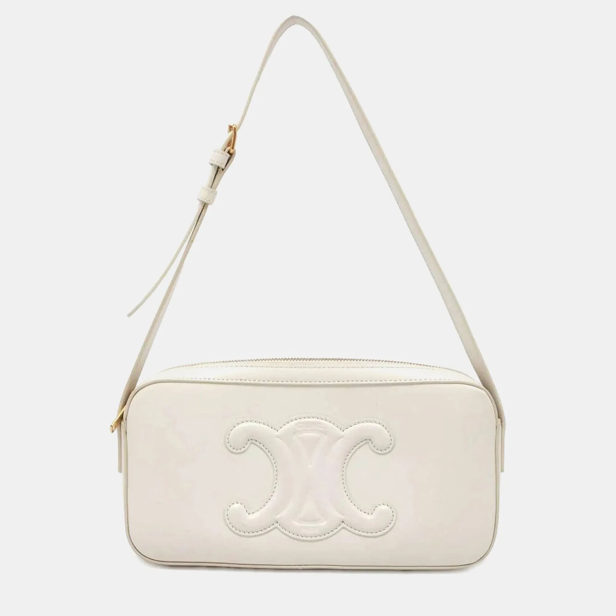 Ivory Leather Triomphe Shoulder Bag