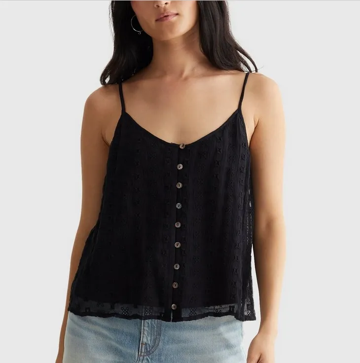 Lucky Brand Embroidered Chiffon Tank Top