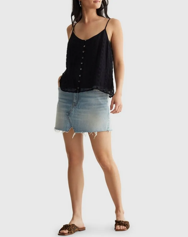 Lucky Brand Embroidered Chiffon Tank Top