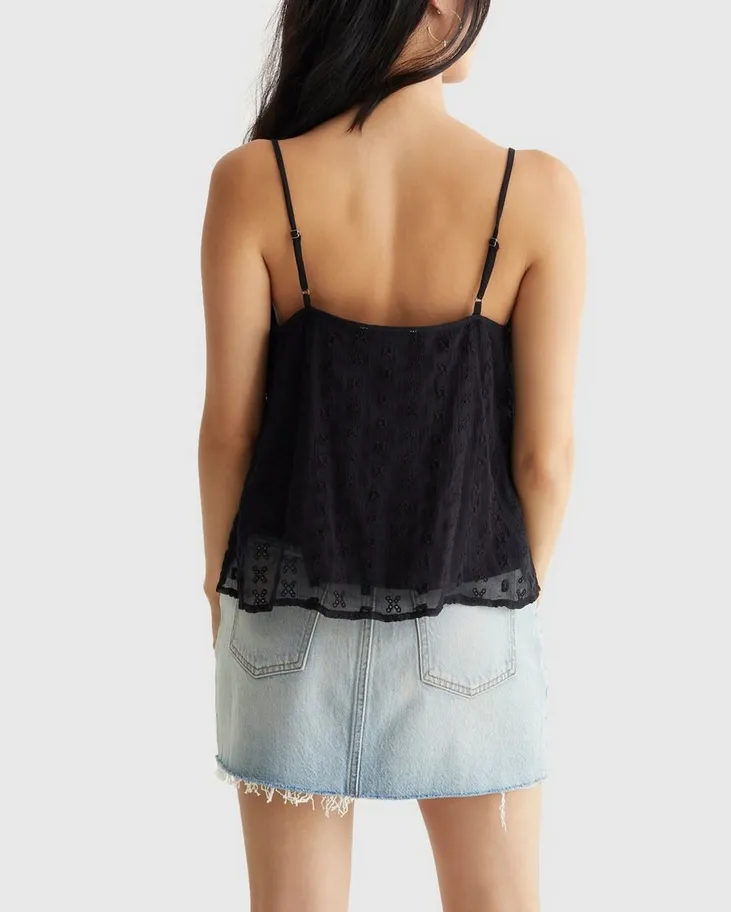 Lucky Brand Embroidered Chiffon Tank Top