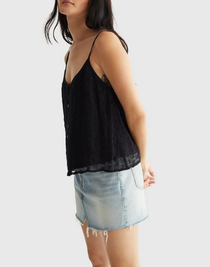 Lucky Brand Embroidered Chiffon Tank Top