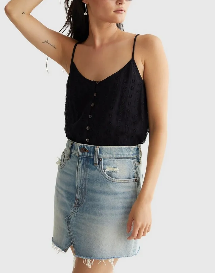 Lucky Brand Embroidered Chiffon Tank Top