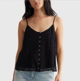 Lucky Brand Embroidered Chiffon Tank Top