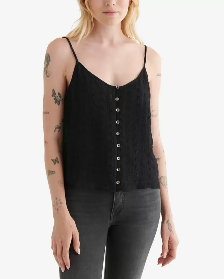 Lucky Brand Embroidered Chiffon Tank Top