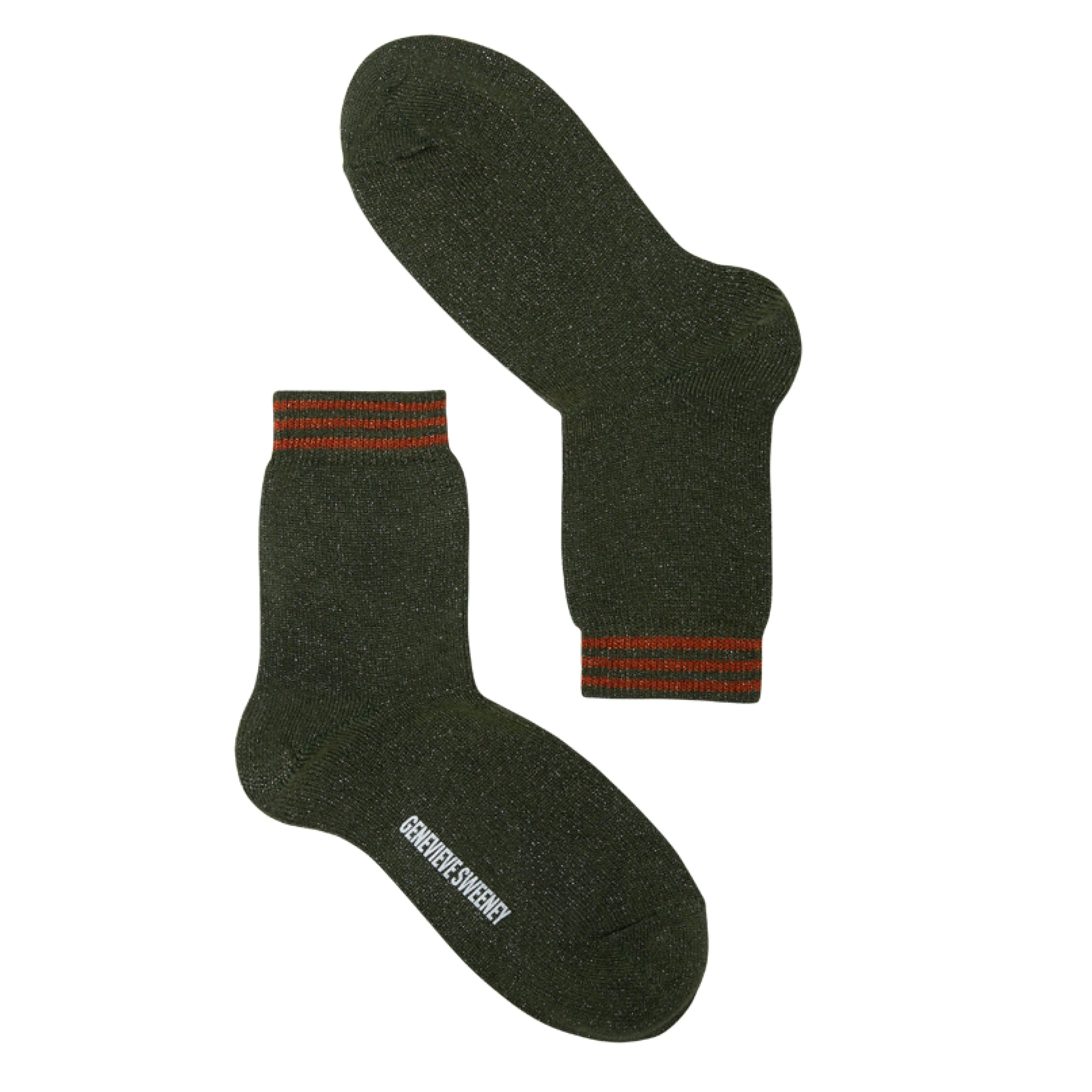 Lurex stripe ankle sock [Khaki & Copper]