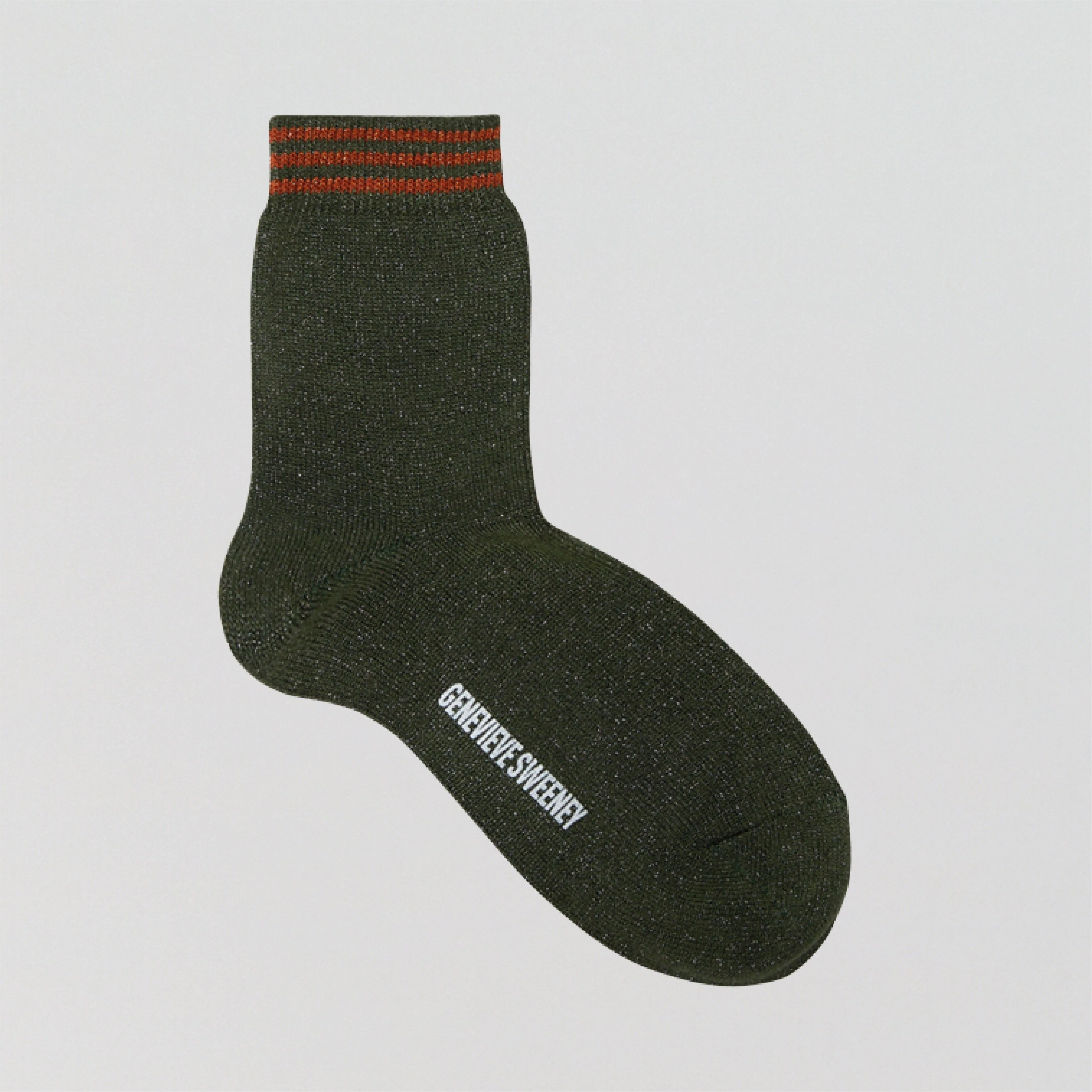 Lurex stripe ankle sock [Khaki & Copper]