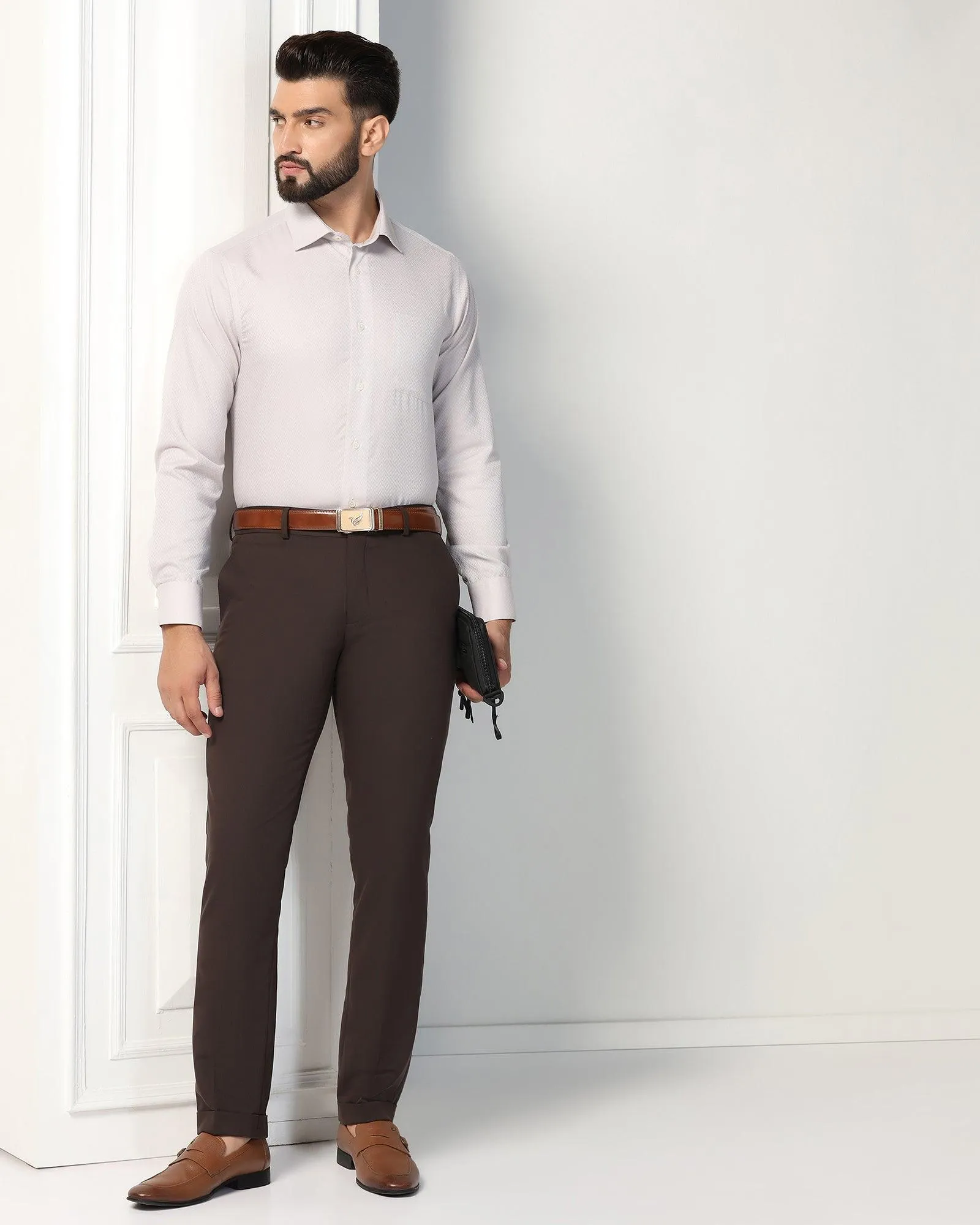 Luxe Formal Beige Textured Shirt - Silas