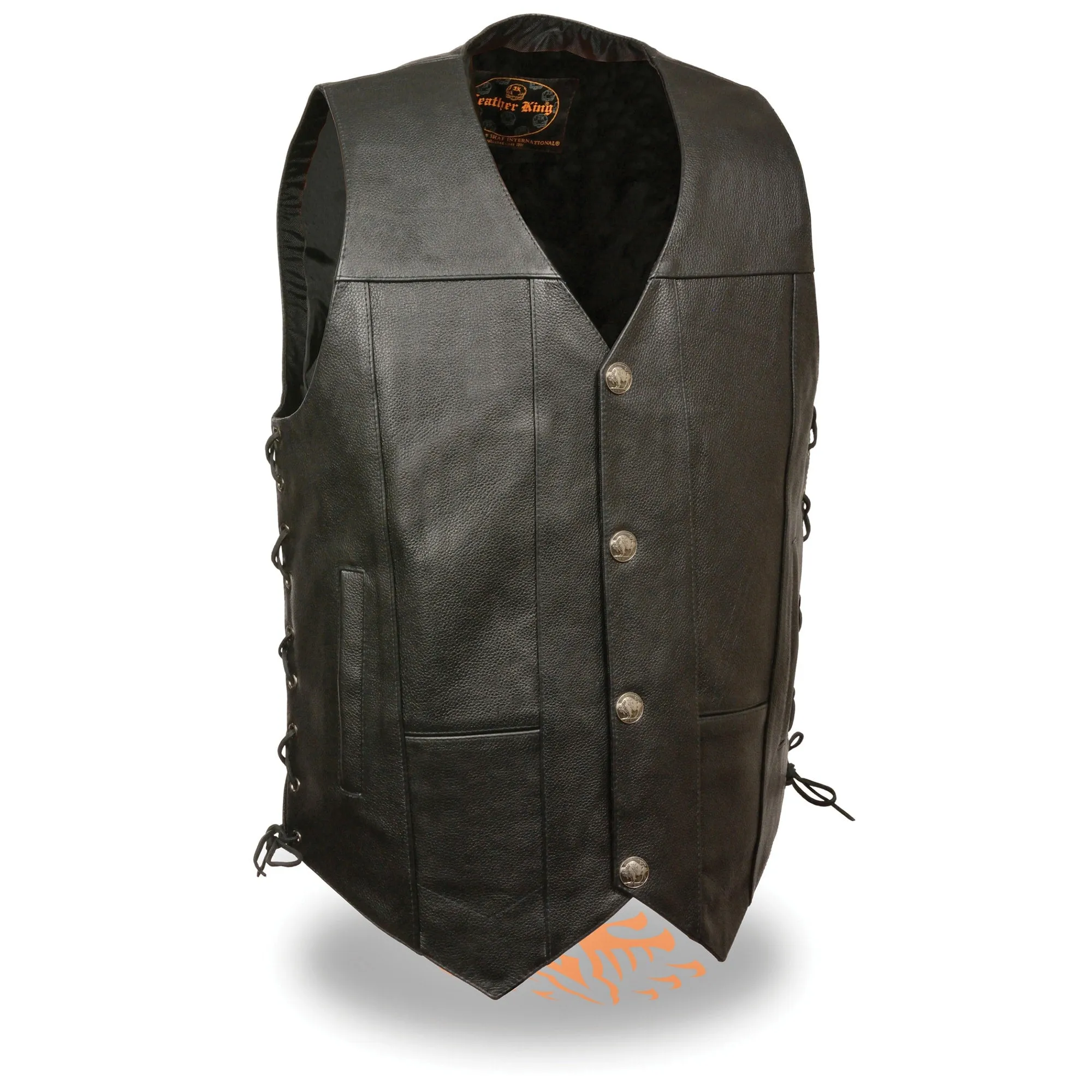 Men’s Black Side Lace Vest w/ Buffalo Snaps