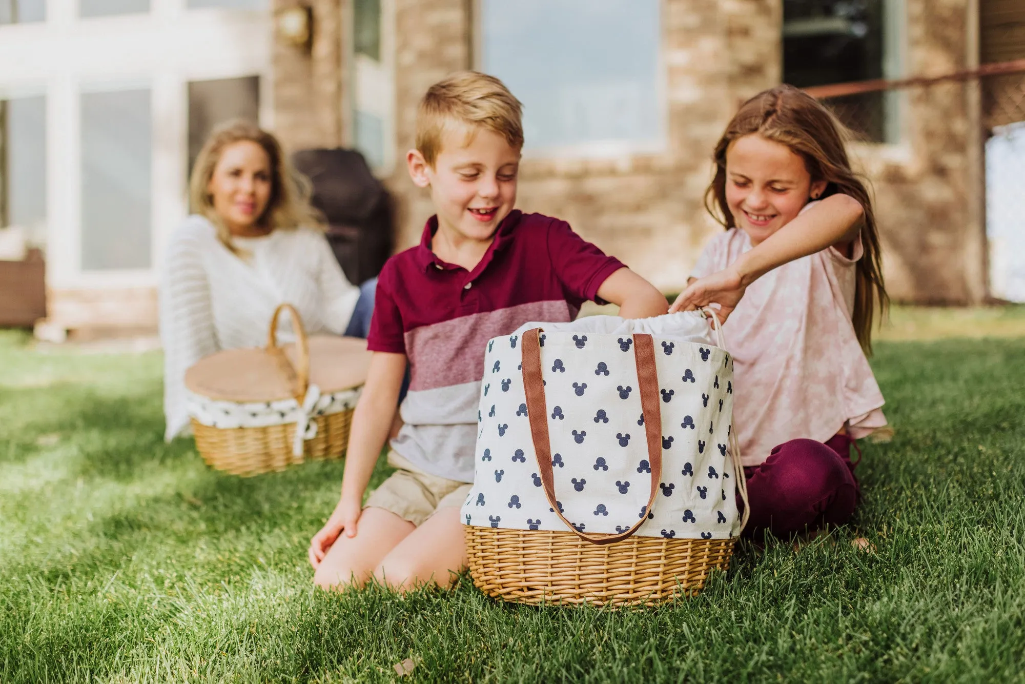 Mickey Mouse Silhouette - Coronado Canvas and Willow Basket Tote