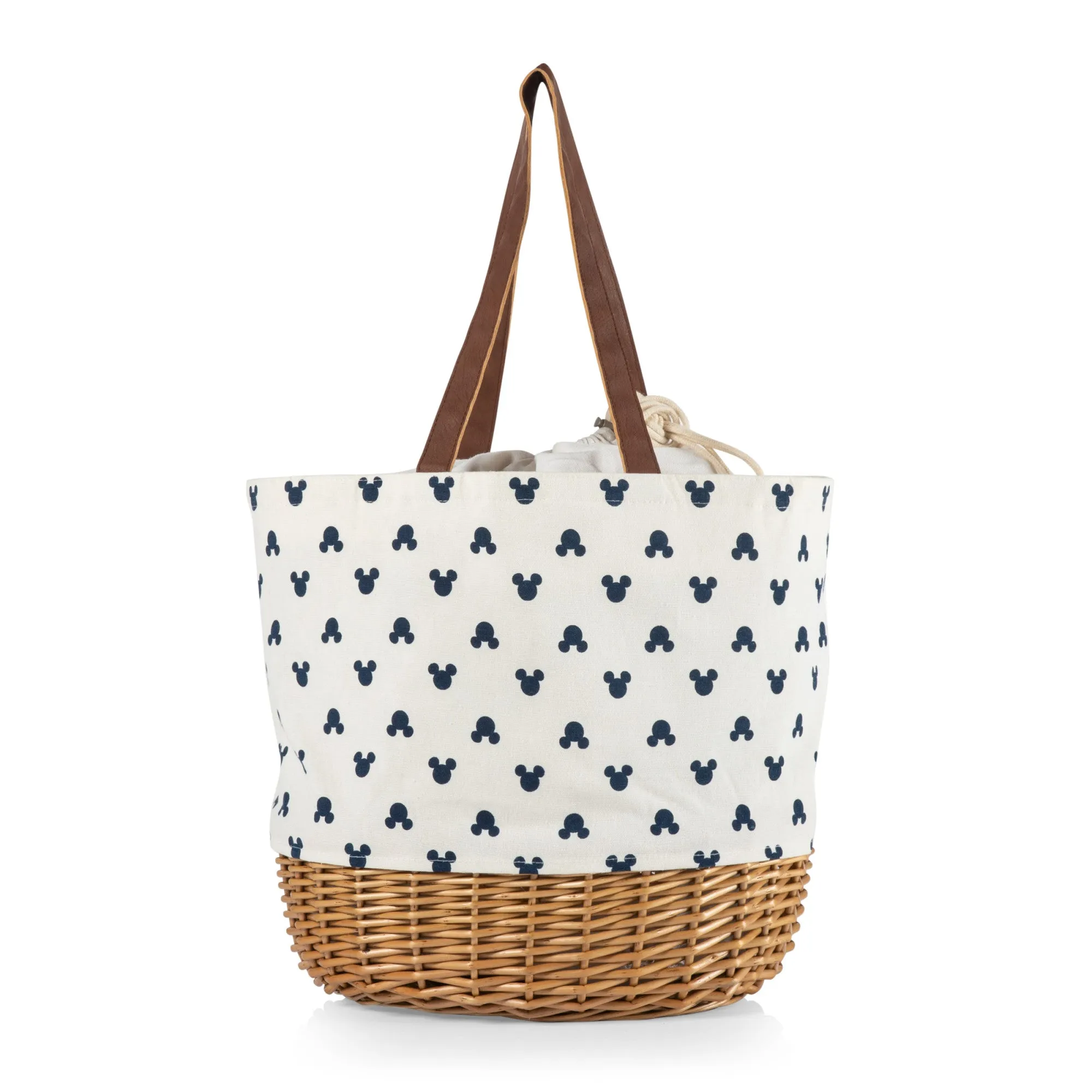 Mickey Mouse Silhouette - Coronado Canvas and Willow Basket Tote
