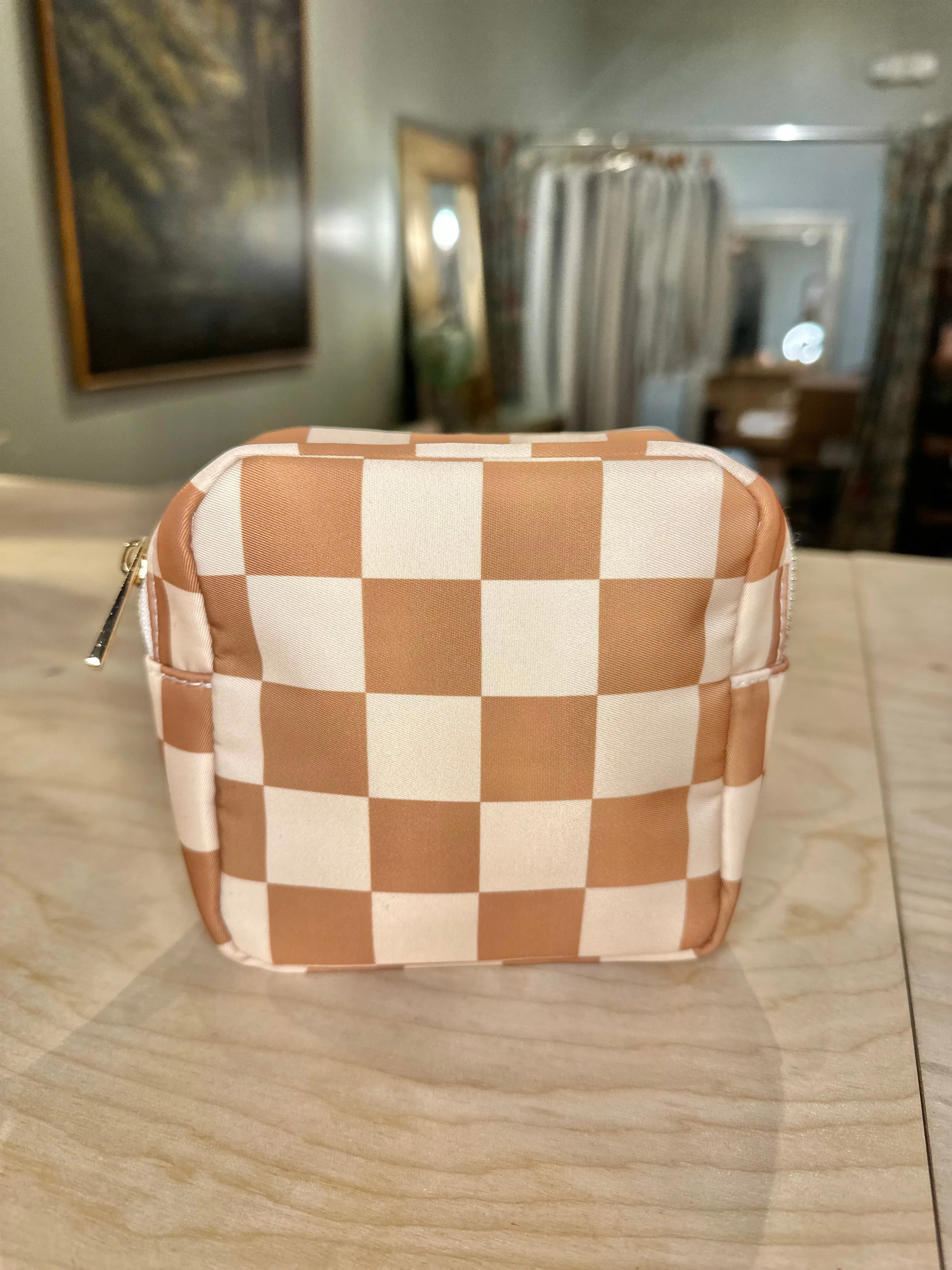 Mini Checkered Cosmetic Bag
