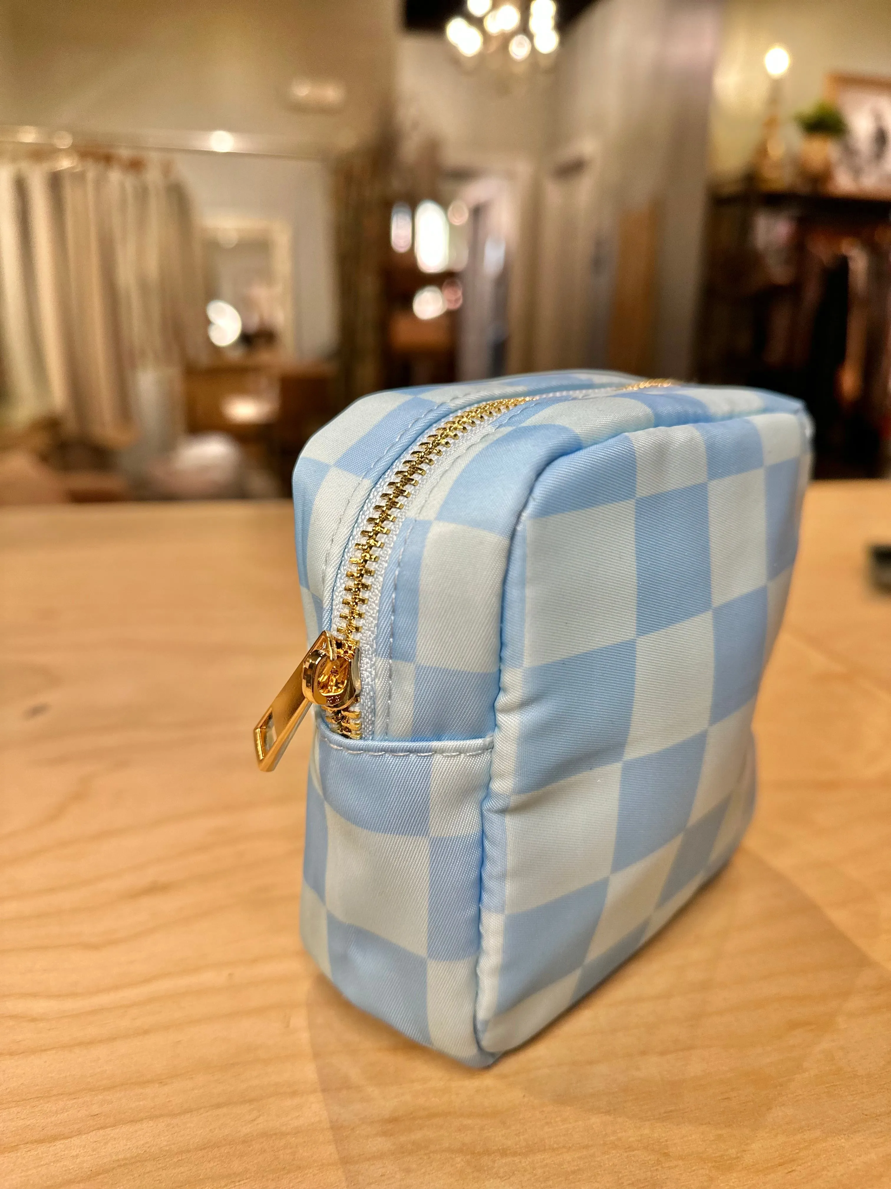 Mini Checkered Cosmetic Bag