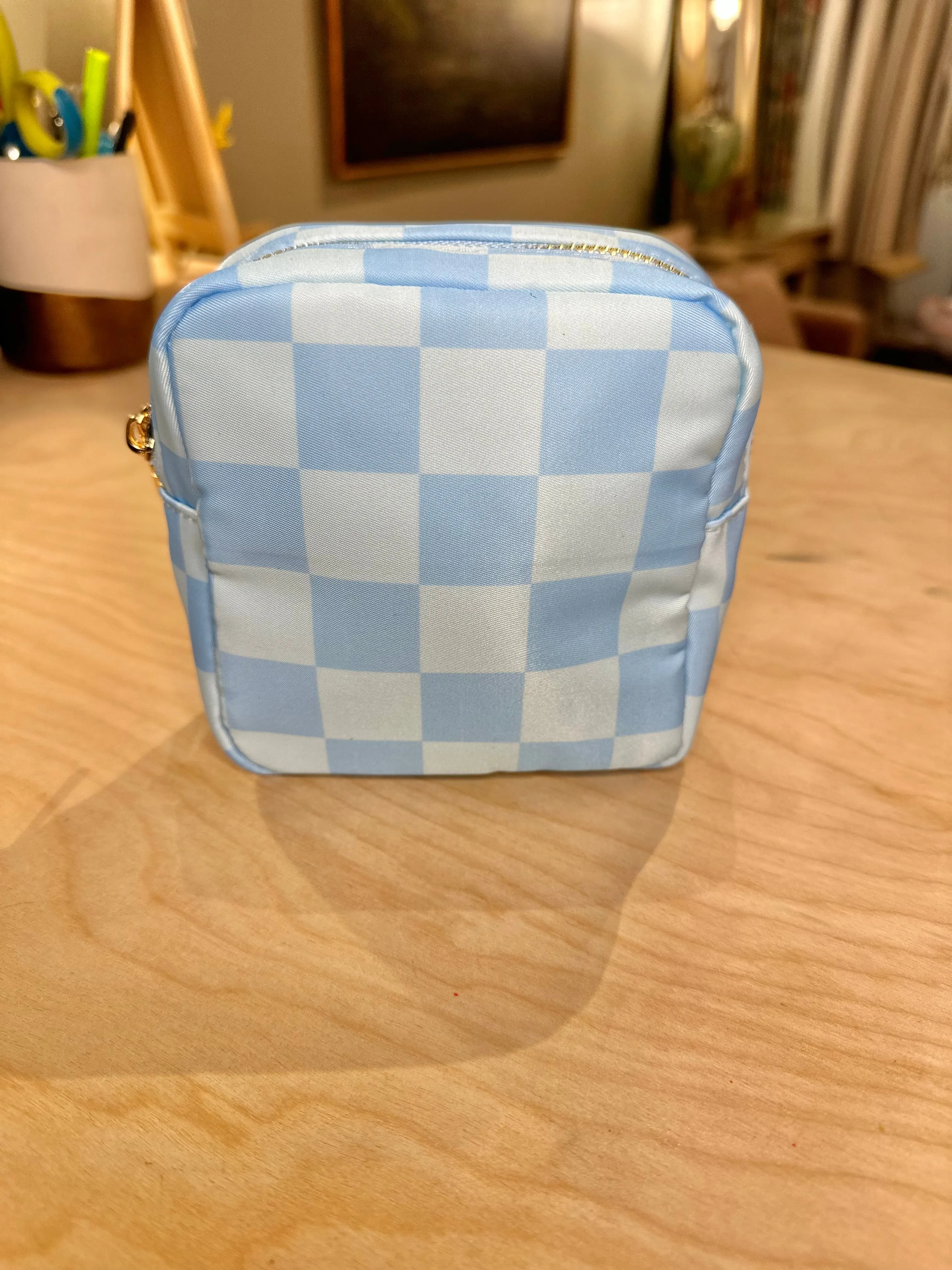 Mini Checkered Cosmetic Bag