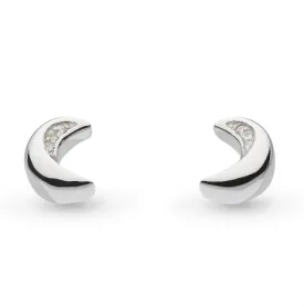 Miniature Sparkle CZ Mini Moon Stud Earrings
