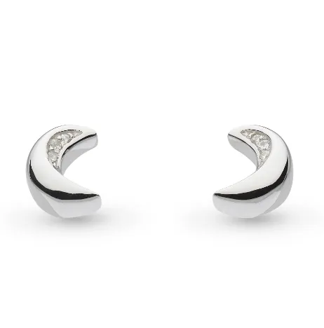 Miniature Sparkle CZ Mini Moon Stud Earrings