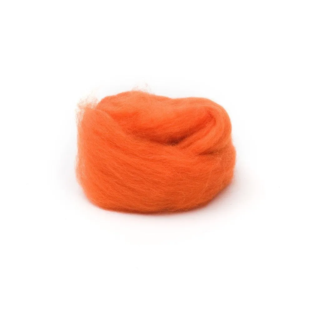 Orange Corriedale Wool Roving 1 oz.