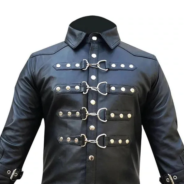 Original Leather Long Sleeves Buckled Men's Shirt