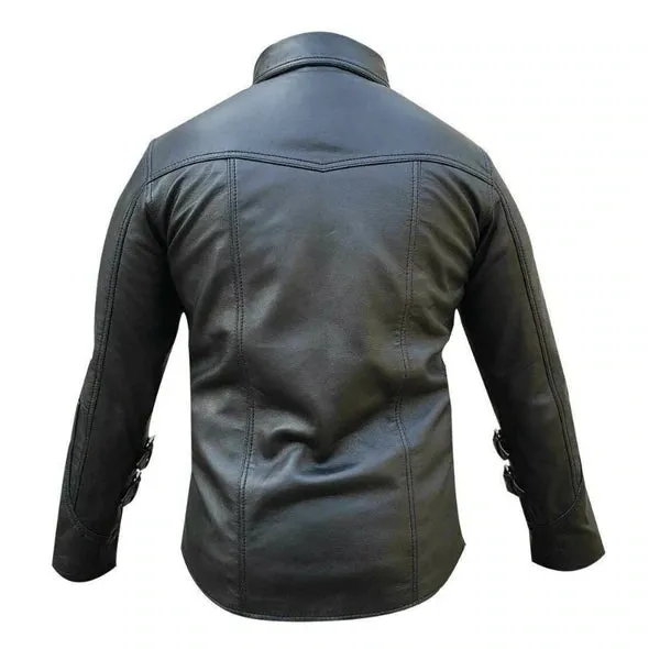 Original Leather Long Sleeves Buckled Men's Shirt