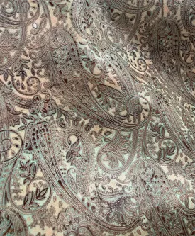Paisley Turquoise Brown Embossed Leather