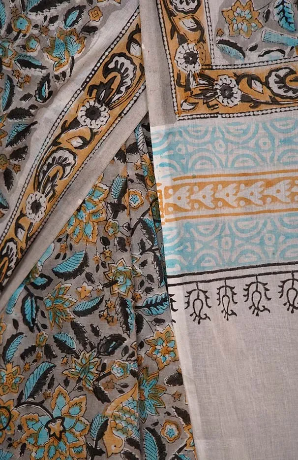Pure Cotton Mul Mul Vegetable Dye Jaipuri Sanganeri All Over Wrap in 1 minute saree