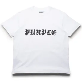 Purple Brand Gothic Wordmark Tee - White