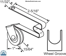 S6006 PATIO SCREEN DOOR ROLLER ASSEMBLY 1 INCH NYLON