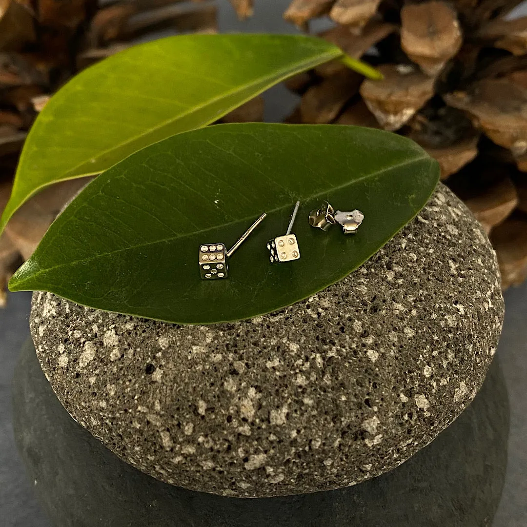 Silver Dice Ear Studs