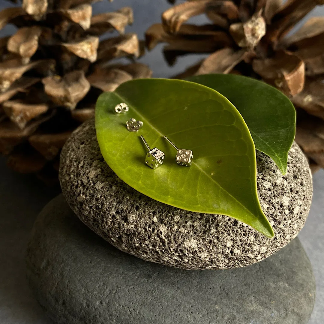 Silver Dice Ear Studs