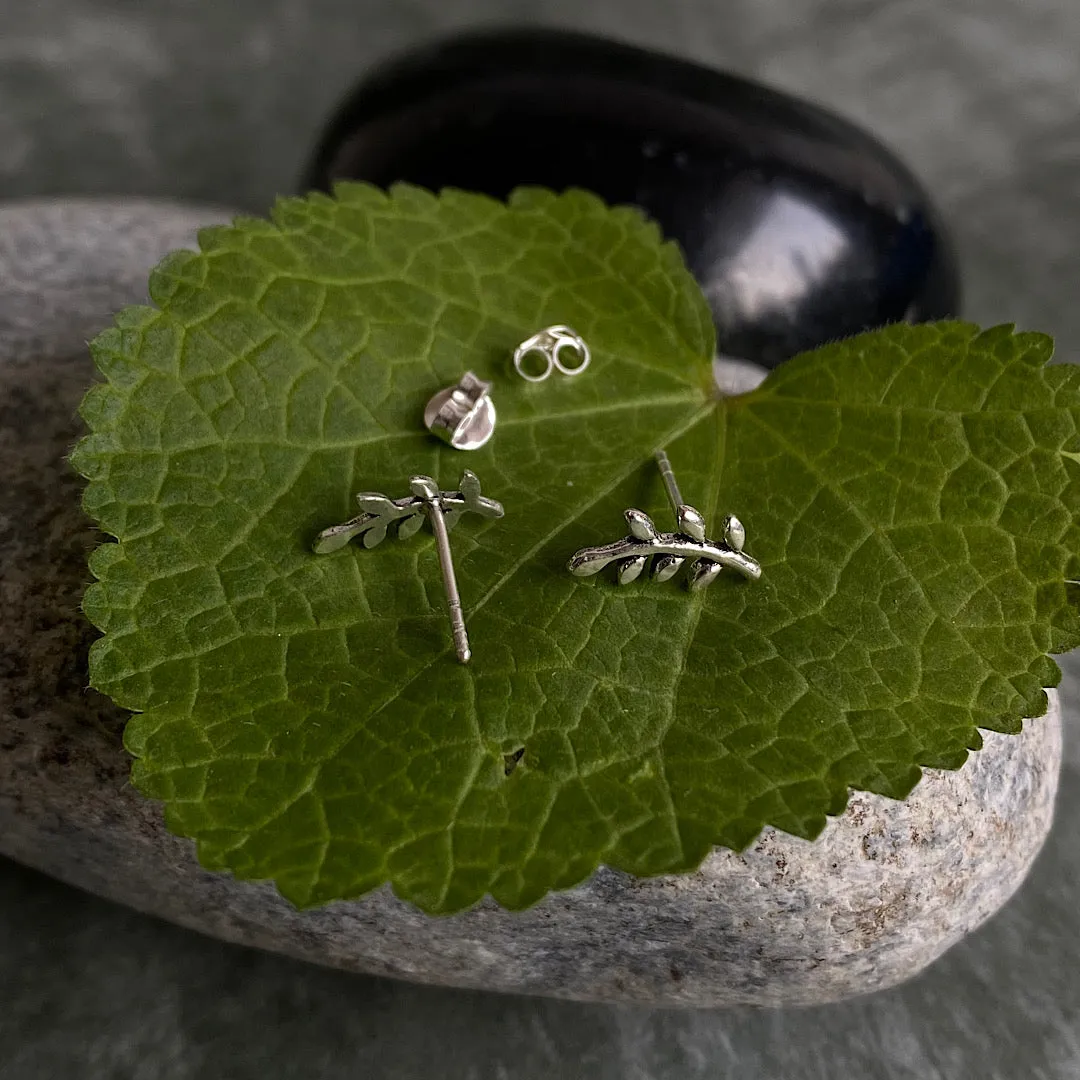 Silver Leaf Ear Studs