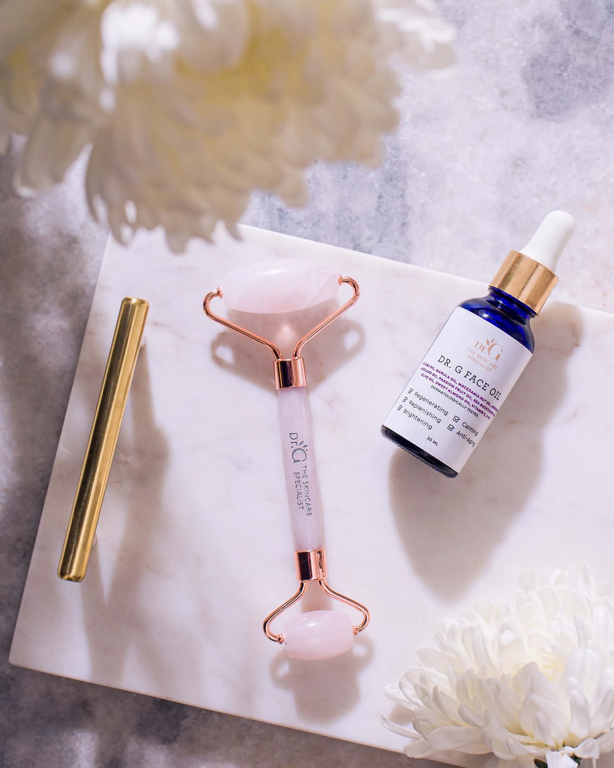 Skinby Dr.G Rose Quartz Face Roller Massage Tool, Anti-Aging and Anti-Wrinkle Tool