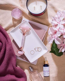 Skinby Dr.G Rose Quartz Face Roller Massage Tool, Anti-Aging and Anti-Wrinkle Tool