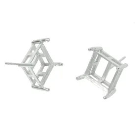 Square Basket Ear Studs in Sterling Silver