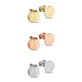 Sterling Silver Studs - Hammered Flat Circle