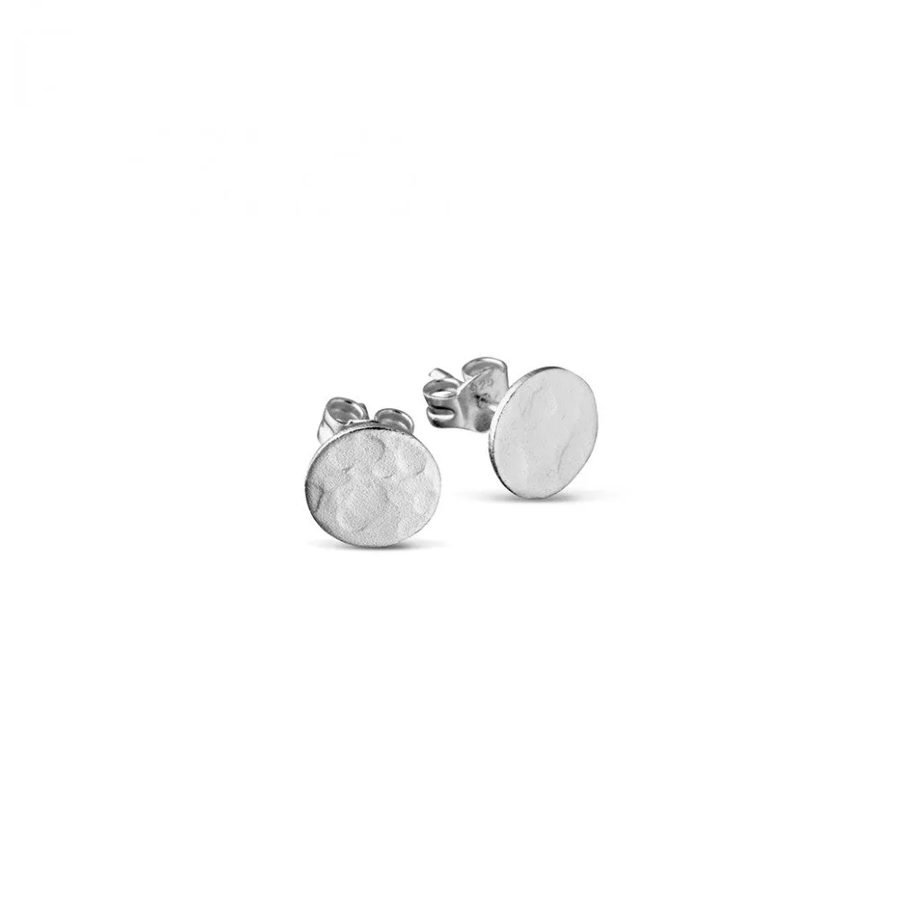 Sterling Silver Studs - Hammered Flat Circle