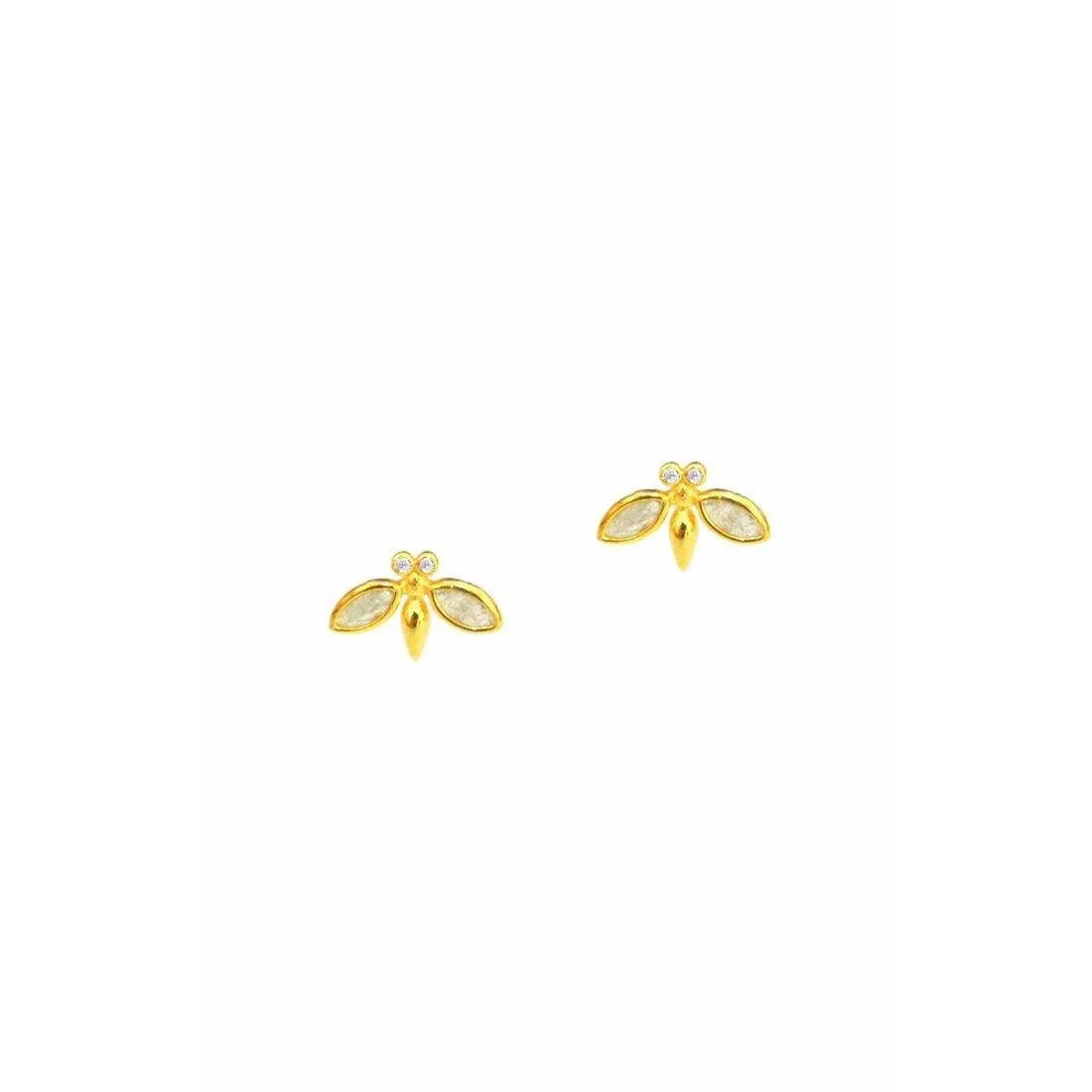 TAI GOLD VERMEIL BEE STUDS WITH STONE ACCENTS