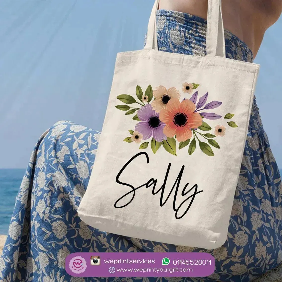 Tote Bag -Floral Names-B