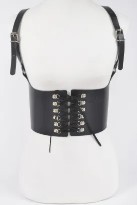 Vegan Leather Corset Harness Metal Buckle Belt
