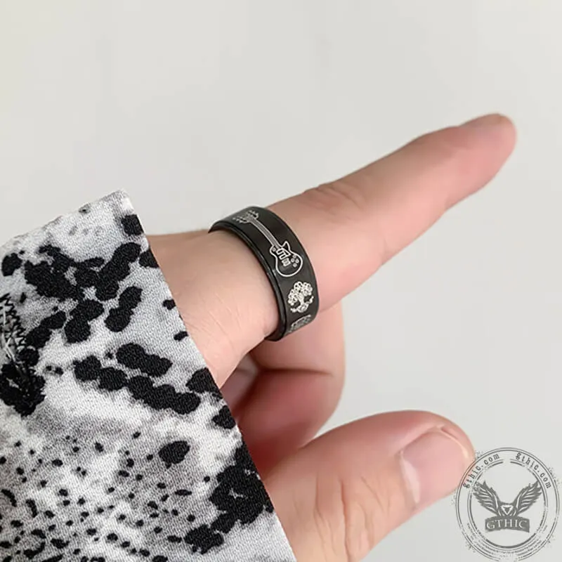 Viking Tree of Life Guitar Stainless Steel Spinner Ring