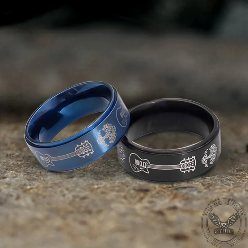 Viking Tree of Life Guitar Stainless Steel Spinner Ring