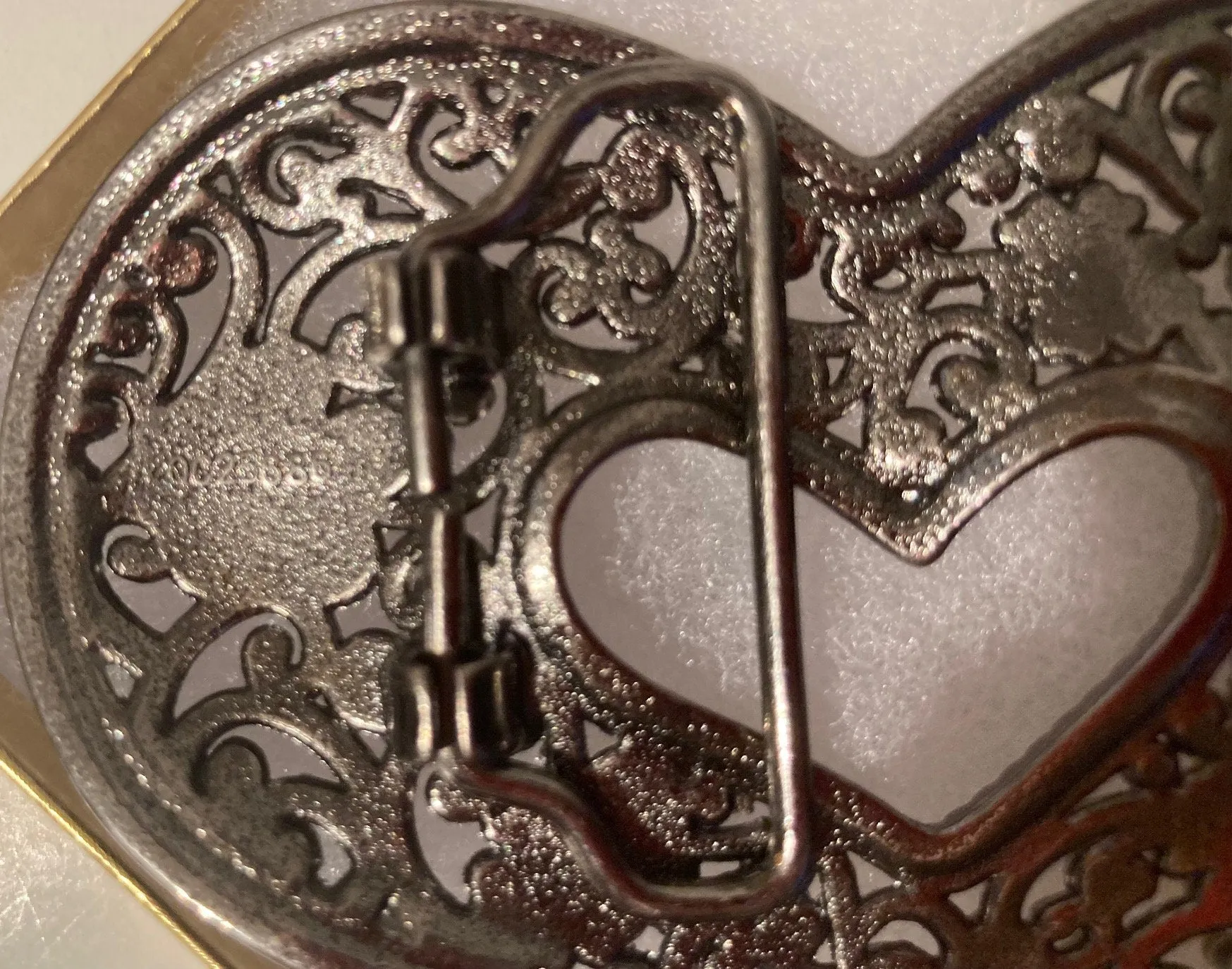 Vintage Metal Belt Buckle, Heart, Nice Design, 4" x 2 1/4", Heavy Duty, Quality, Thick Metal, Made in USA, For Belts, Fashion, Shelf Display