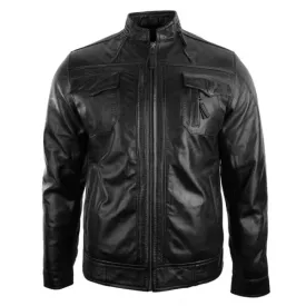 Vintage Real Leather Casual Fitted Men's Biker Jacket