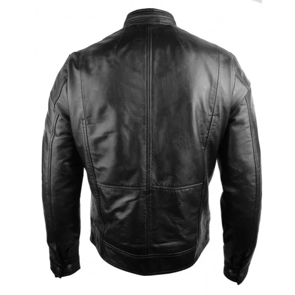 Vintage Real Leather Casual Fitted Men's Biker Jacket