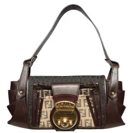 Y2K Fendi Zucchino Zucca FF Logo Leather Shoulder Bag